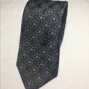 Ted Baker dark grey and blue flower tie 100% silk